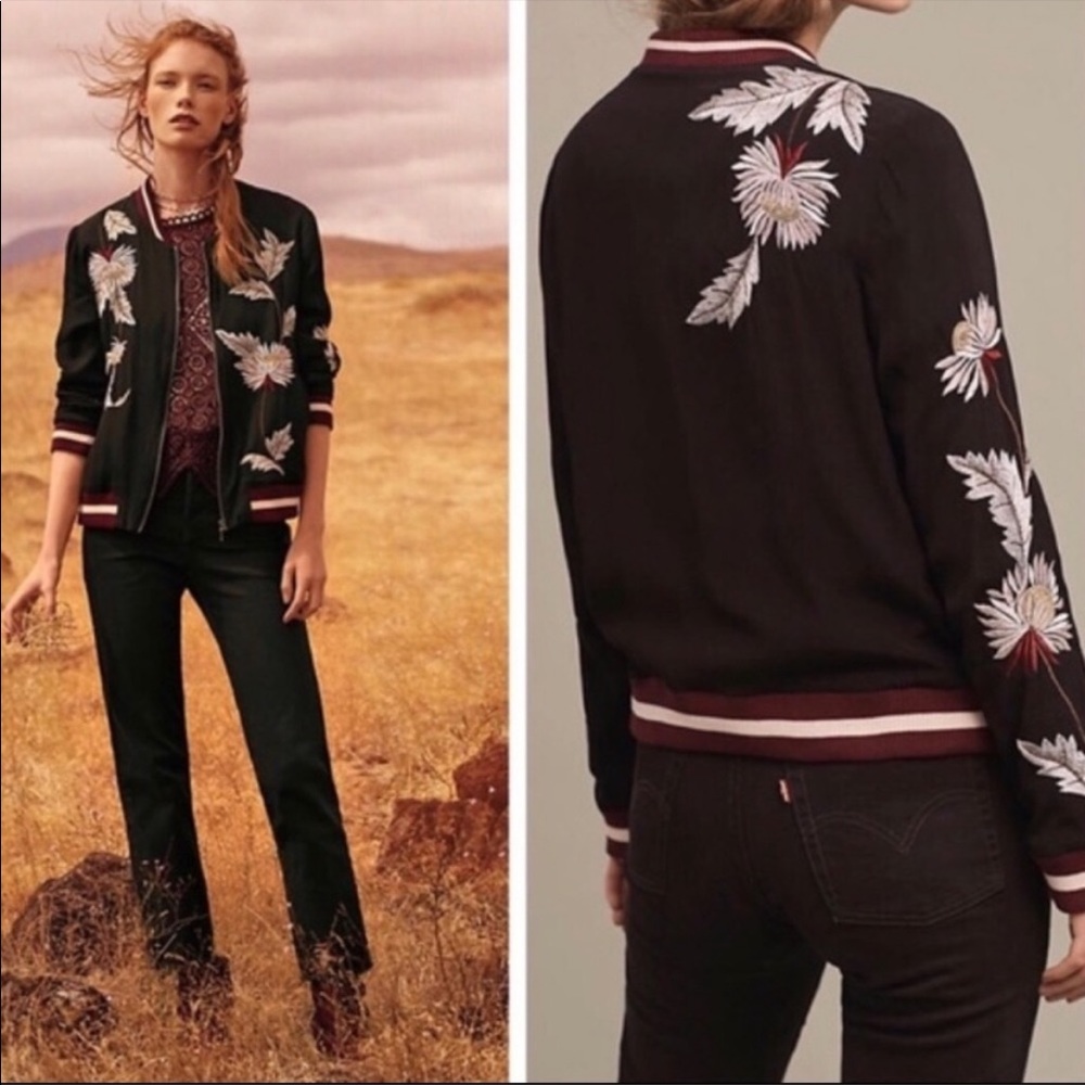 Anthropologie Elevenses Embroidered Jacket